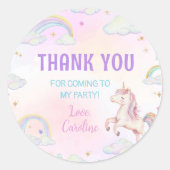 Rainbow Unicorn Verjaardag Classic Ronde Sticker (Voorkant)