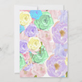 Rainbow Unicorn verjaardag EERSTE Bloemenuitnodigi Kaart (Achterkant)