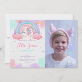 Rainbow Unicorn Verjaardag Magische Eenhoorn Foto Kaart