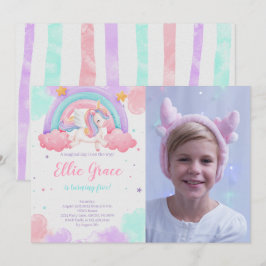 Rainbow Unicorn Verjaardag Magische Eenhoorn Foto Kaart