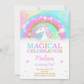 Rainbow Unicorn Verjaardag Uitnodigen Kaart (Voorkant)