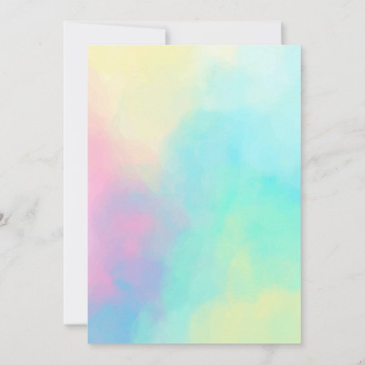 Rainbow Unicorn Verjaardag Uitnodigen Kaart (Achterkant)