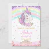 Rainbow Unicorn Verjaardag Uitnodigen Kaart (Voorkant)