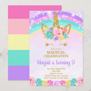 Rainbow Unicorn Verjaardag Uitnodigen Kaart