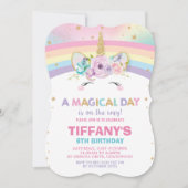 Rainbow Unicorn Verjaardag Uitnodiging 1e Verjaard (Voorkant)