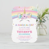 Rainbow Unicorn Verjaardag Uitnodiging 1e Verjaard (Staand voorkant)