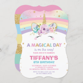 Rainbow Unicorn Verjaardag Uitnodiging 1e Verjaard