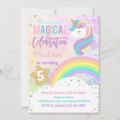 RAINBOW UNICORN Verjaardag Uitnodiging Bewerkbaar (Voorkant)