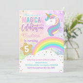 RAINBOW UNICORN Verjaardag Uitnodiging Bewerkbaar (Staand voorkant)