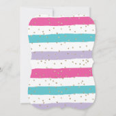 Rainbow Unicorn Verjaardag Uitnodiging Roze en Gou (Achterkant)