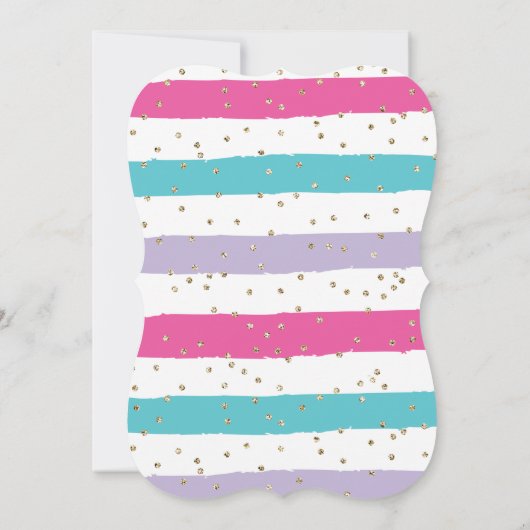 Rainbow Unicorn Verjaardag Uitnodiging Roze en Gou (Achterkant)