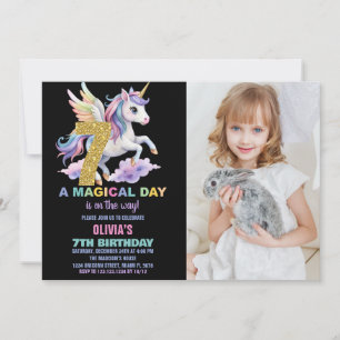 Rainbow Unicorn Verjaardag Uitnodigingen een foto