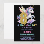Rainbow Unicorn Verjaardag Uitnodigingen Vliegen (Voorkant / Achterkant)