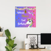 Rainbow Unicorn Verjaardag Welkom Poster (Thuiskantoor)