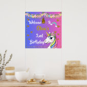 Rainbow Unicorn Verjaardag Welkom Poster (Keuken)