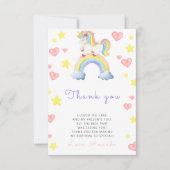 Rainbow Unicorn Verjaardagsfeest bedankt (Voorkant)