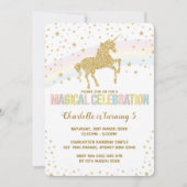 Rainbow Unicorn Verjaardagsfeest Nodig Twinkle Sta Kaart (Voorkant)