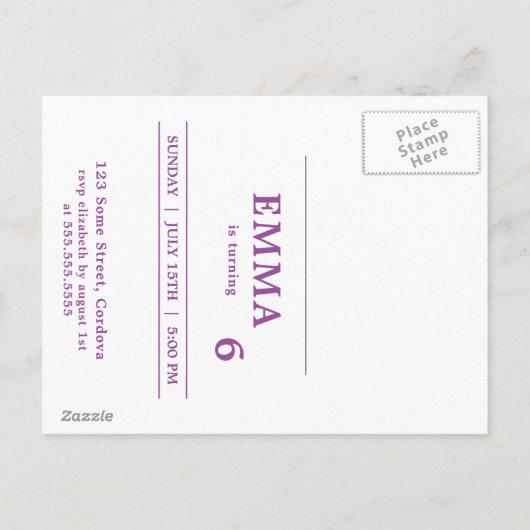 Rainbow Unicorn verjaardagsfeestje uitnodigen Uitnodiging Briefkaart (Achterkant)