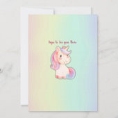 Rainbow unicorn verjaardagsuitnodiging kaart (Achterkant)