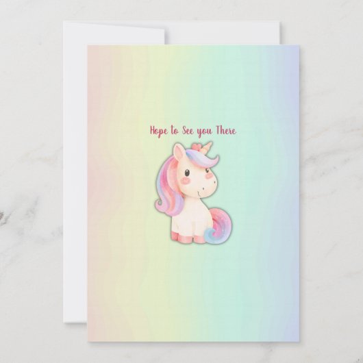 Rainbow unicorn verjaardagsuitnodiging kaart (Achterkant)