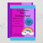 Rainbow unicorn verjaardagsuitnodiging kaart (Voorkant / Achterkant)