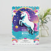 Rainbow Unicorn verjaardagsuitnodigingen - magisch Kaart (Staand voorkant)