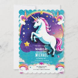 Rainbow Unicorn verjaardagsuitnodigingen - Magisch Kaart