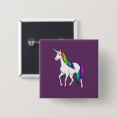 RAINBOW UNICORN VIERKANTE BUTTON 5,1 CM (Voorkant /achterkant)