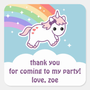 Rainbow Unicorn Vierkante Sticker