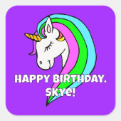 Rainbow Unicorn Vierkante Sticker (Voorkant)