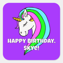 Rainbow Unicorn Vierkante Sticker