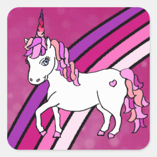Rainbow Unicorn Vierkante Sticker