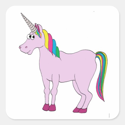 Rainbow Unicorn Vierkante Sticker (Voorkant)