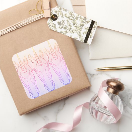 Rainbow Unicorn Vierkante Sticker (Geschenken)
