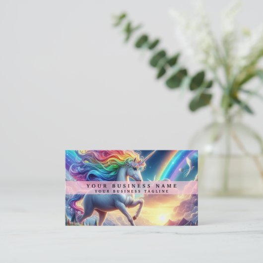 Rainbow Unicorn Visitekaartje (Staand voorkant)
