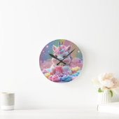 Rainbow Unicorn Wall Clock – Bewerkbare naam Ronde Klok (Huis)