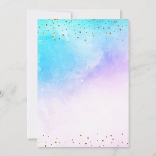 Rainbow Unicorn Waterverf 1e verjaardagsfeest Kaart (Achterkant)