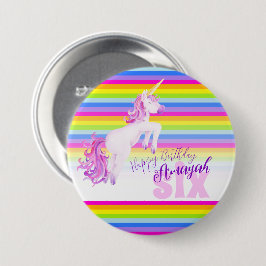 Rainbow unicorn waterverf art. 6-toets ronde button 7,6 cm
