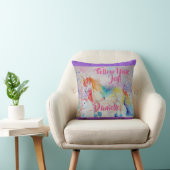 Rainbow Unicorn Waterverf Childs Name Cushion Kussen (Stoel)