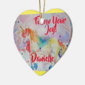 Rainbow Unicorn Waterverf Childs Name Decoration Keramisch Ornament (Links)