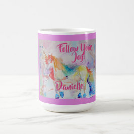 Rainbow Unicorn Waterverf Childs Name Mok