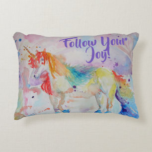 Rainbow Unicorn Waterverf Cushion Accent Kussen