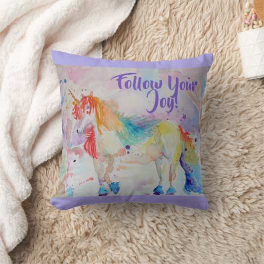 Rainbow Unicorn Waterverf Cushion Kussen (Deken)