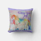 Rainbow Unicorn Waterverf Cushion Kussen (Voorkant)