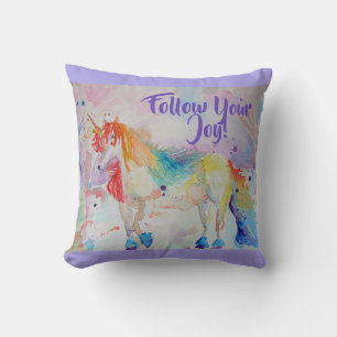 Rainbow Unicorn Waterverf Cushion Kussen