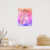Rainbow Unicorn Waterverf Girls gepersonaliseerd Poster (Keuken)