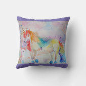 Rainbow Unicorn Waterverf Paarse Cute Kinder Kussen (Achterkant)
