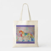 Rainbow Unicorn Waterverf Paarse Cute Kinder Tote Bag (Achterkant)