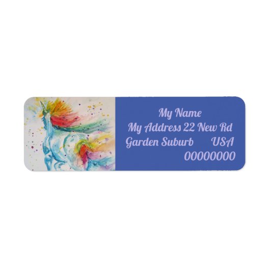 Rainbow Unicorn Waterverf Return Address Labels (Voorkant)