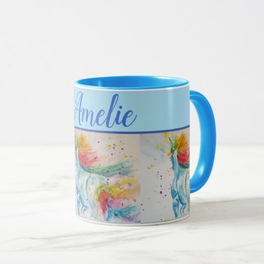 Rainbow Unicorn Waterverf schattige Mok voor Whims (Voorkant rechts)